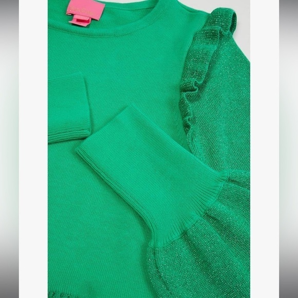 Lilly Pulitzer Caila Sweater Dress Botanical Green Metallic - Picture 3 of 8